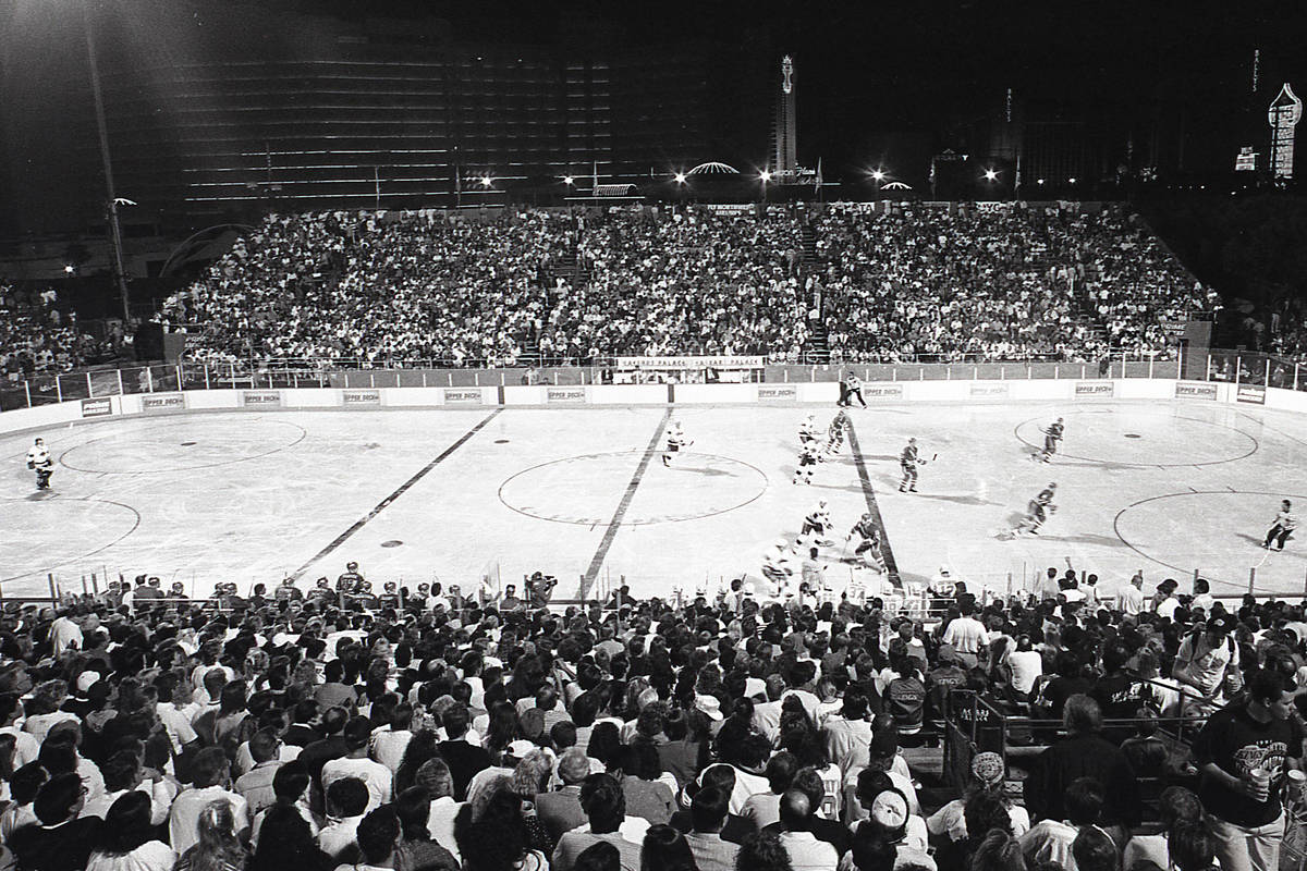 Scenes from an outdoor NHL exhibition game between the New York Rangers and the Los Angeles Kin ...