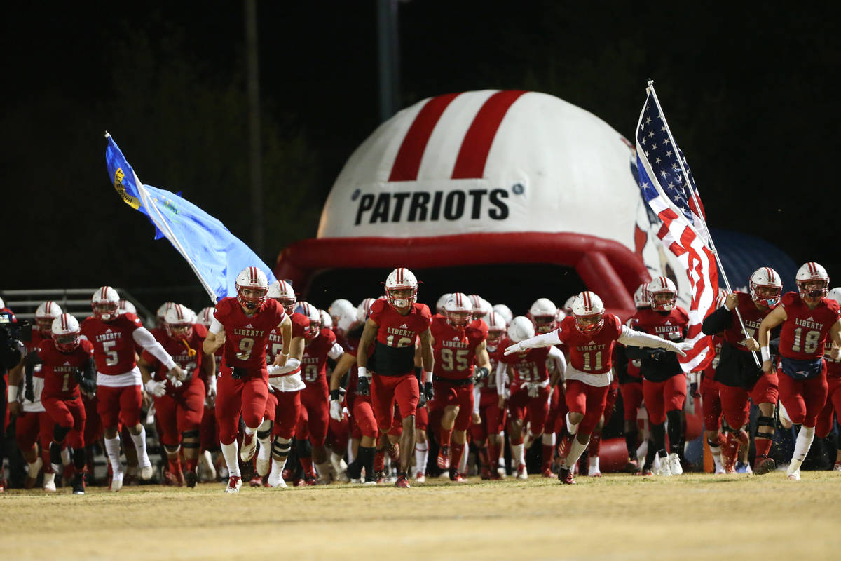Liberty takes the field for their football playoff game against Bishop Gorman at Liberty High S ...