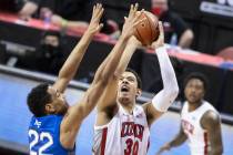 UNLV freshman forward Devin Tillis (30), shown shooting against Air Force on Saturday, Feb. 6, ...