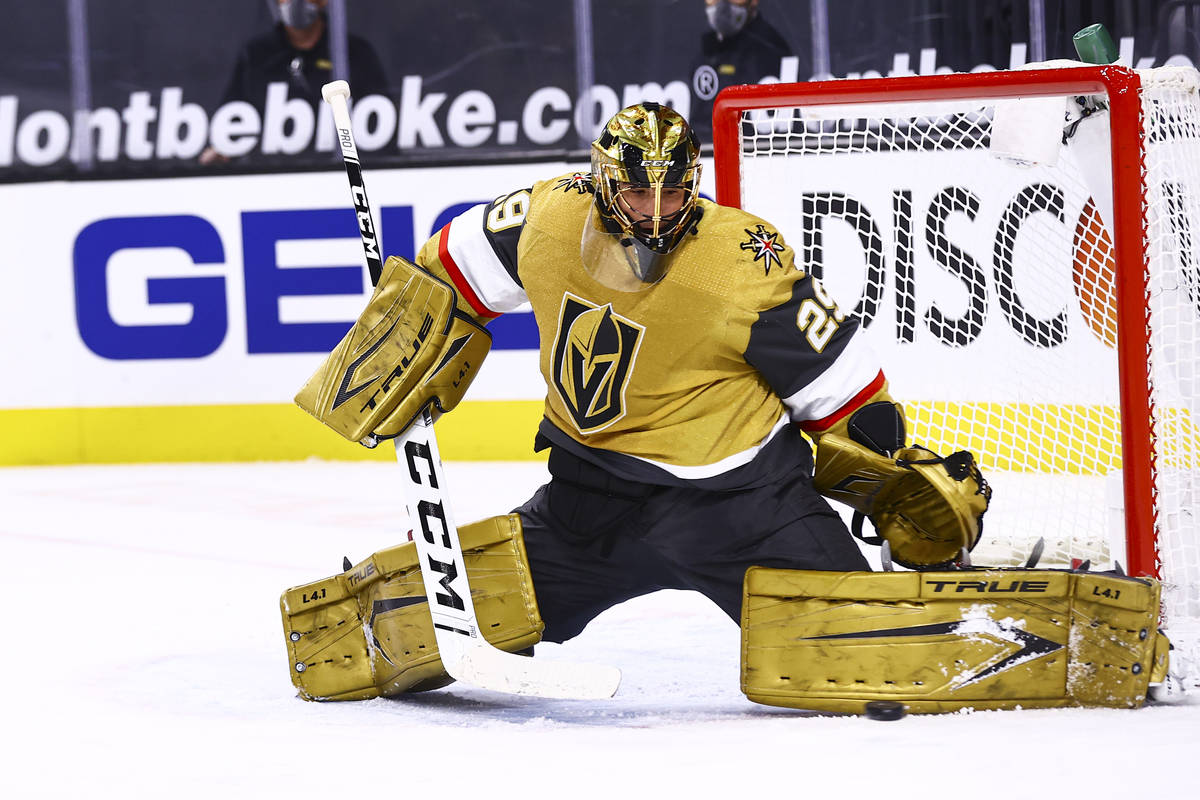 Vegas Golden Knights Goalie Marc-Andre Fleury Sports New Gold Pads