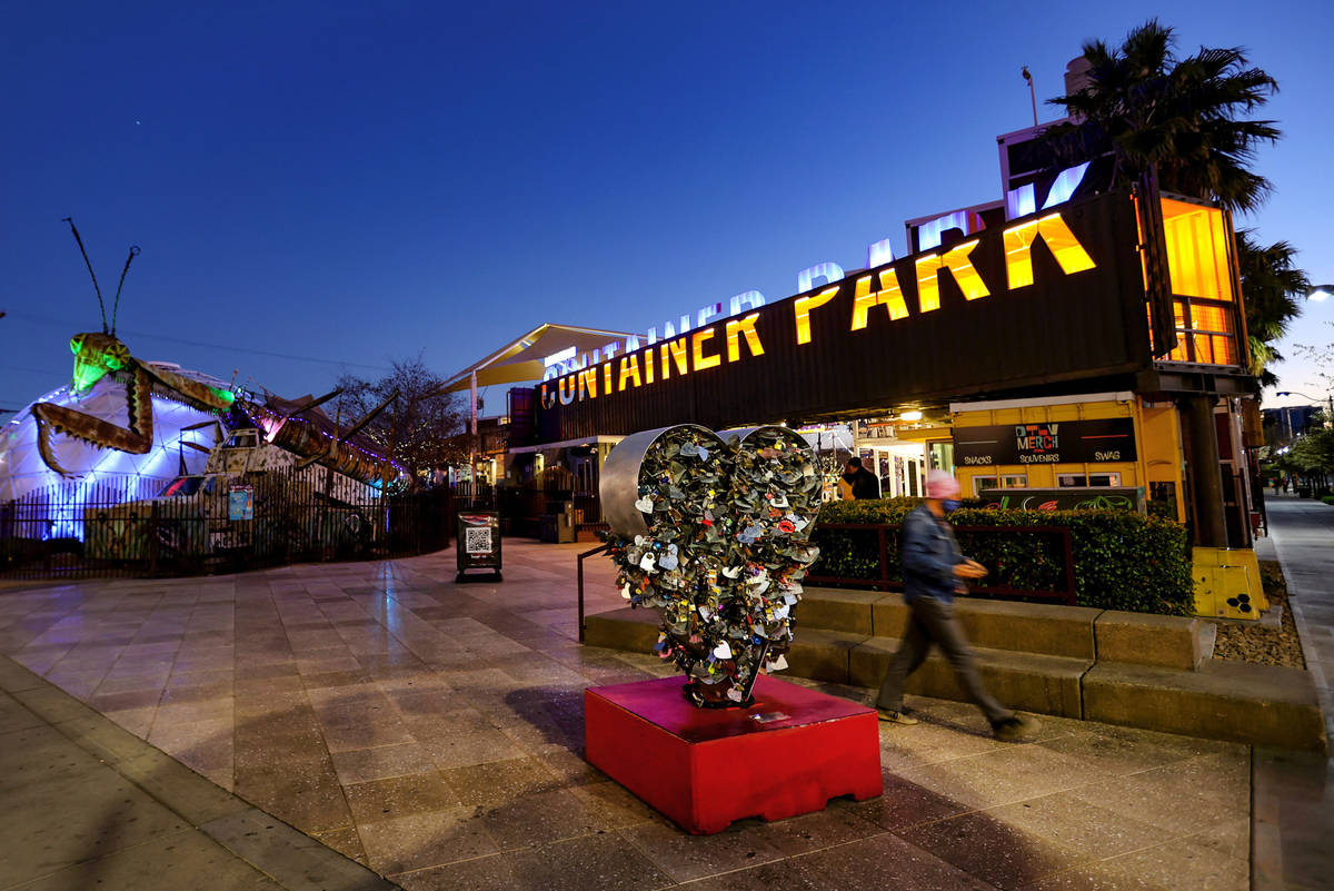 The Downtown Container Park in Las Vegas Wednesday, Feb. 17, 2021. The family of the late Tony ...