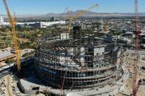 An aerial photo of the MSG Sphere at the Venetian, a collaboration by Madison Square Garden an ...