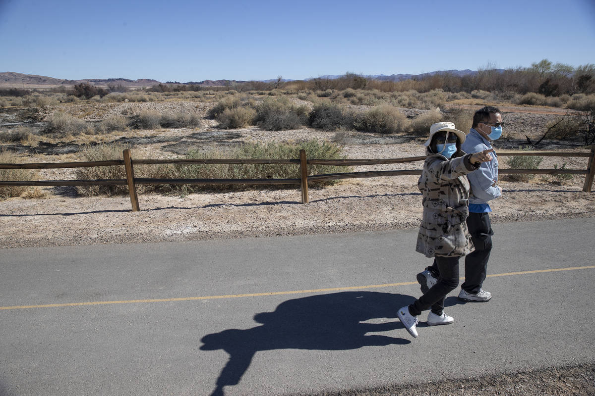 Hanna Lee and her husband Roy Thompson, who live adjacent to Clark County Wetlands Park in Las ...