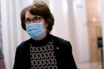 Sen. Jacky Rosen, D-Nev., arrives on Saturday, Feb. 13, 2021 at the Capitol in Washington. (Ste ...