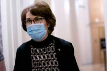 Sen. Jacky Rosen, D-Nev., arrives on Saturday, Feb. 13, 2021 at the Capitol in Washington. (Ste ...