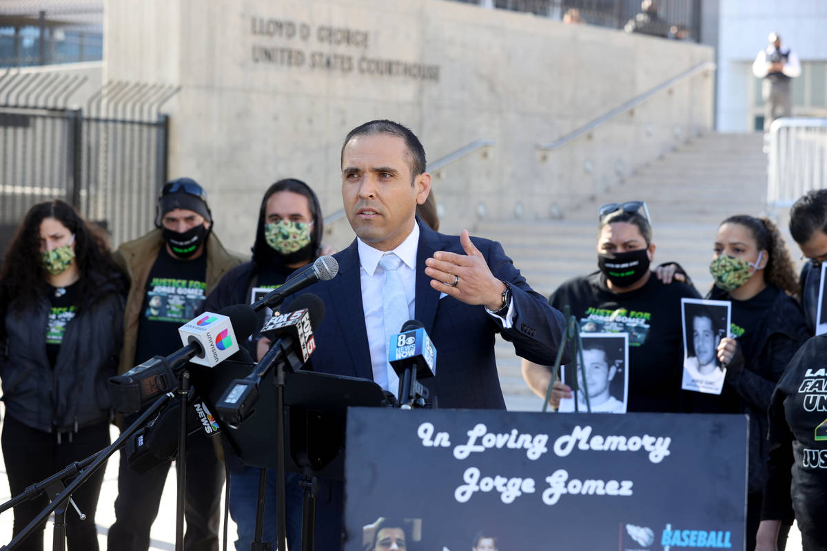 Rodolfo Gonzalez, an attorney for the family of Jorge Gomez, a Black Lives Matter protester who ...