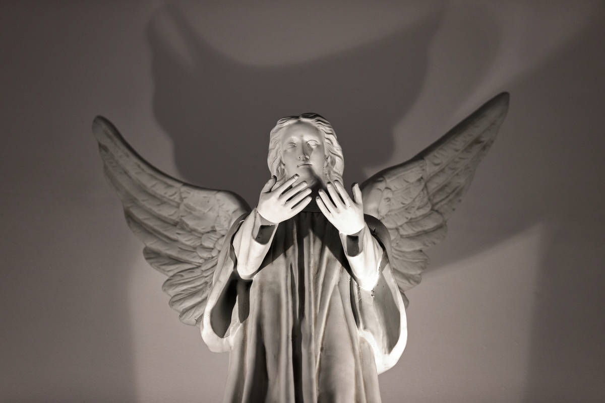 Sculptures line the walls of Guardian Angel Cathedral, designed by renowned African-American ar ...