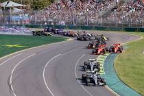 In this March 17, 2019, file photo, drivers compete in the Australian Formula 1 Grand Prix in M ...