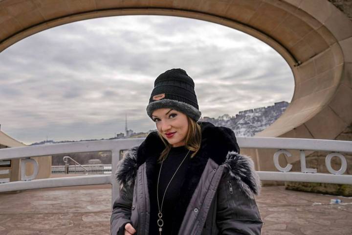 Allissa Star poses for a photograph along the north shore of the Allegheny River in Pittsburgh ...