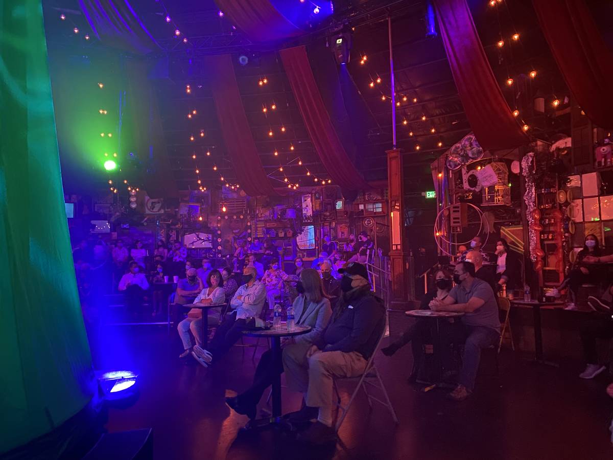 A shot of the 150-capacity crowd at the Spiegeltent for the return of "Absinthe" at Caesars Pal ...