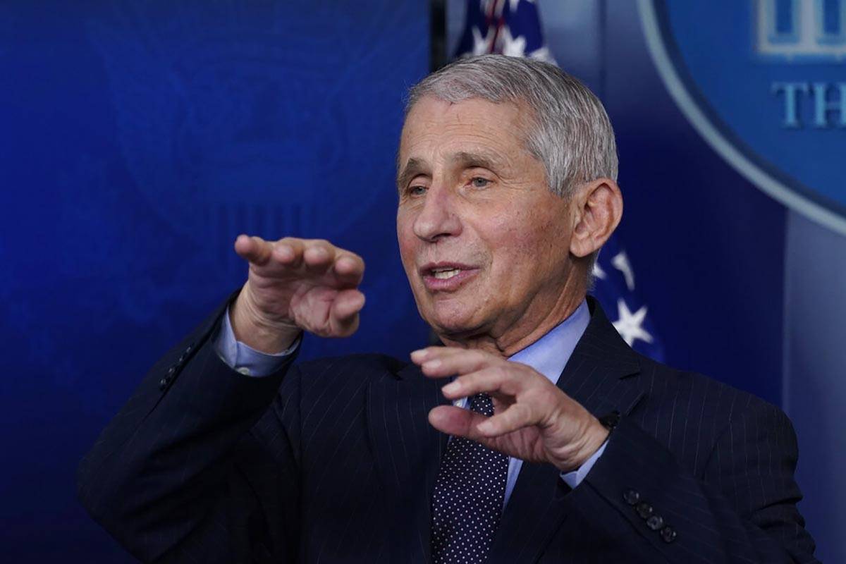 In this Jan. 21, 2021 file photo, Dr. Anthony Fauci, director of the National Institute of Alle ...
