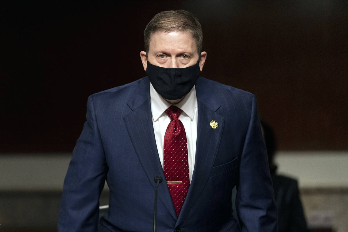 Former U.S. Capitol Police Chief Steven Sund arrives to testify before a Senate Homeland Securi ...