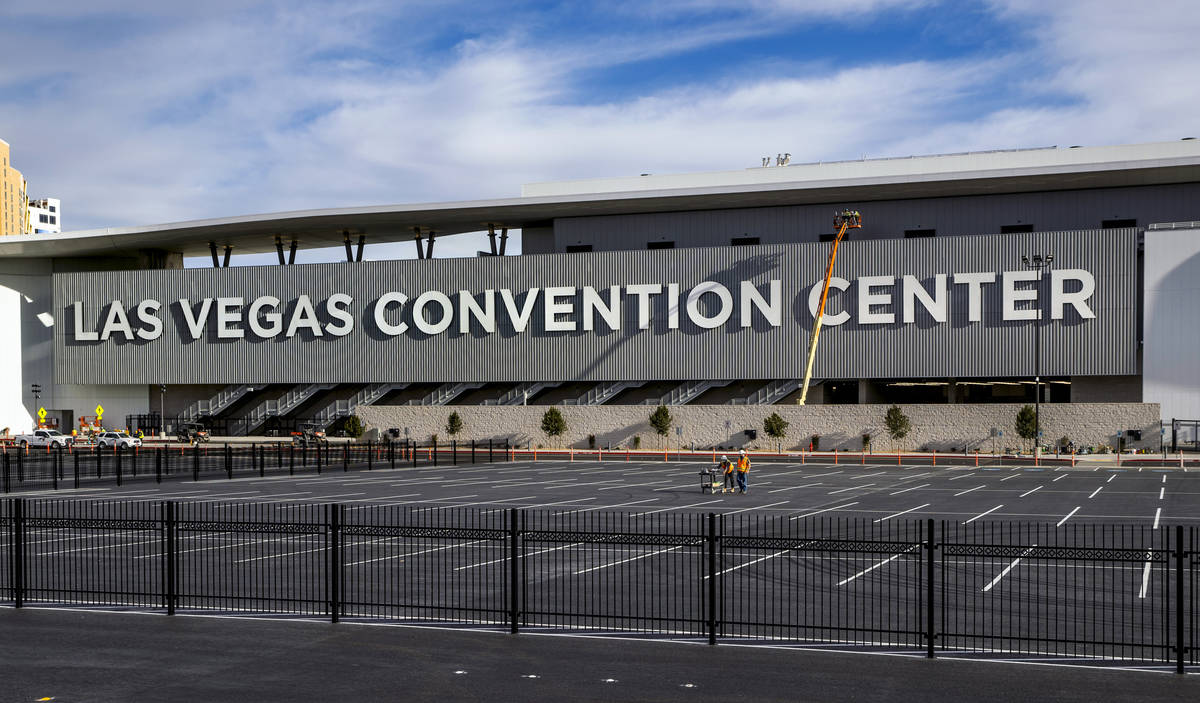 The lettering is now done on the side of the Las Vegas Convention Center West Hall on Wednesday ...