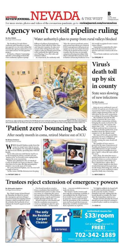 Ronald Pipkins, who was the first presumptive positive case of COVID-19 in Nevada, was featured ...