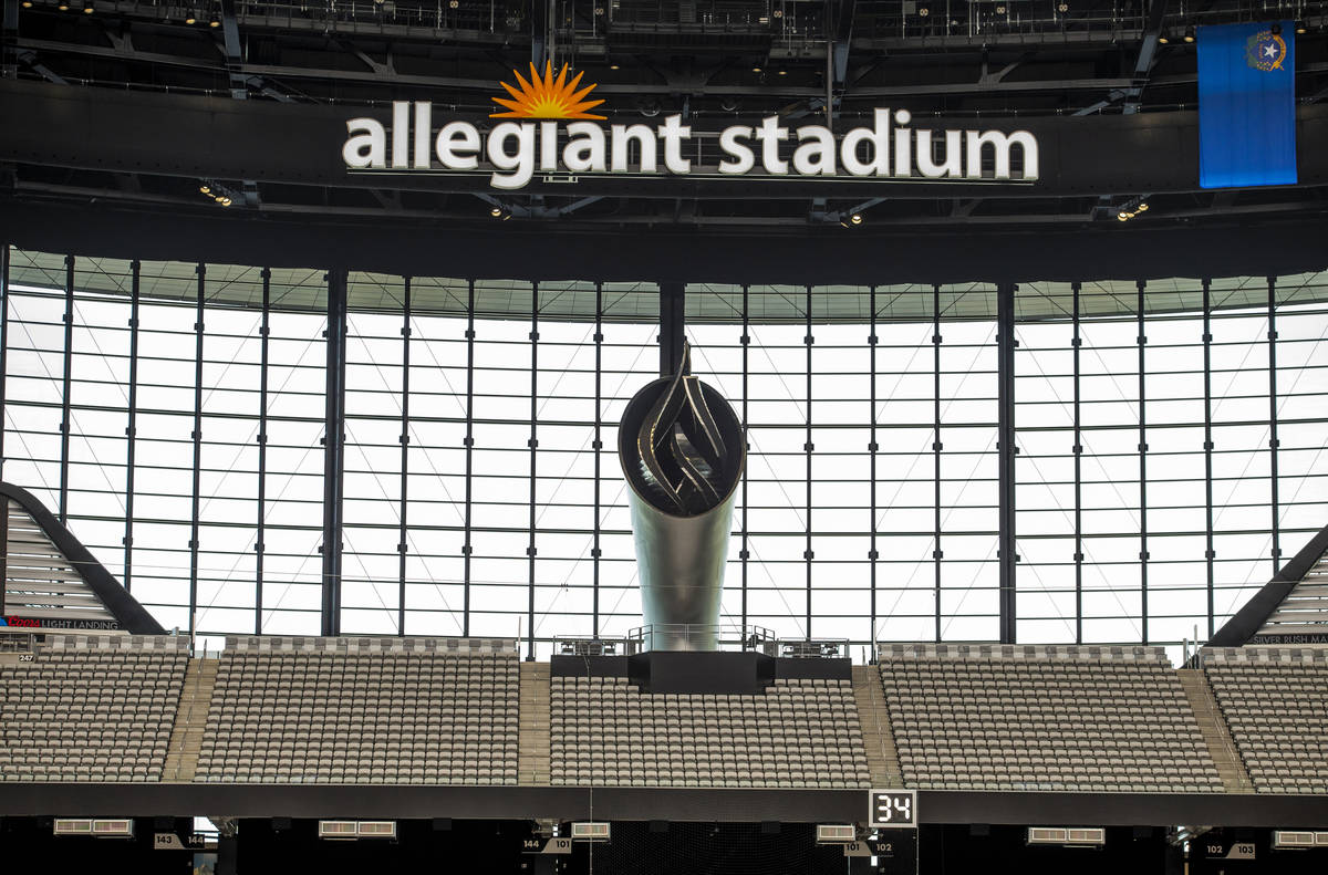 The 85-foot Al Davis Memorial Torch will be lit for the inaugural Las Vegas Raiders opening gam ...