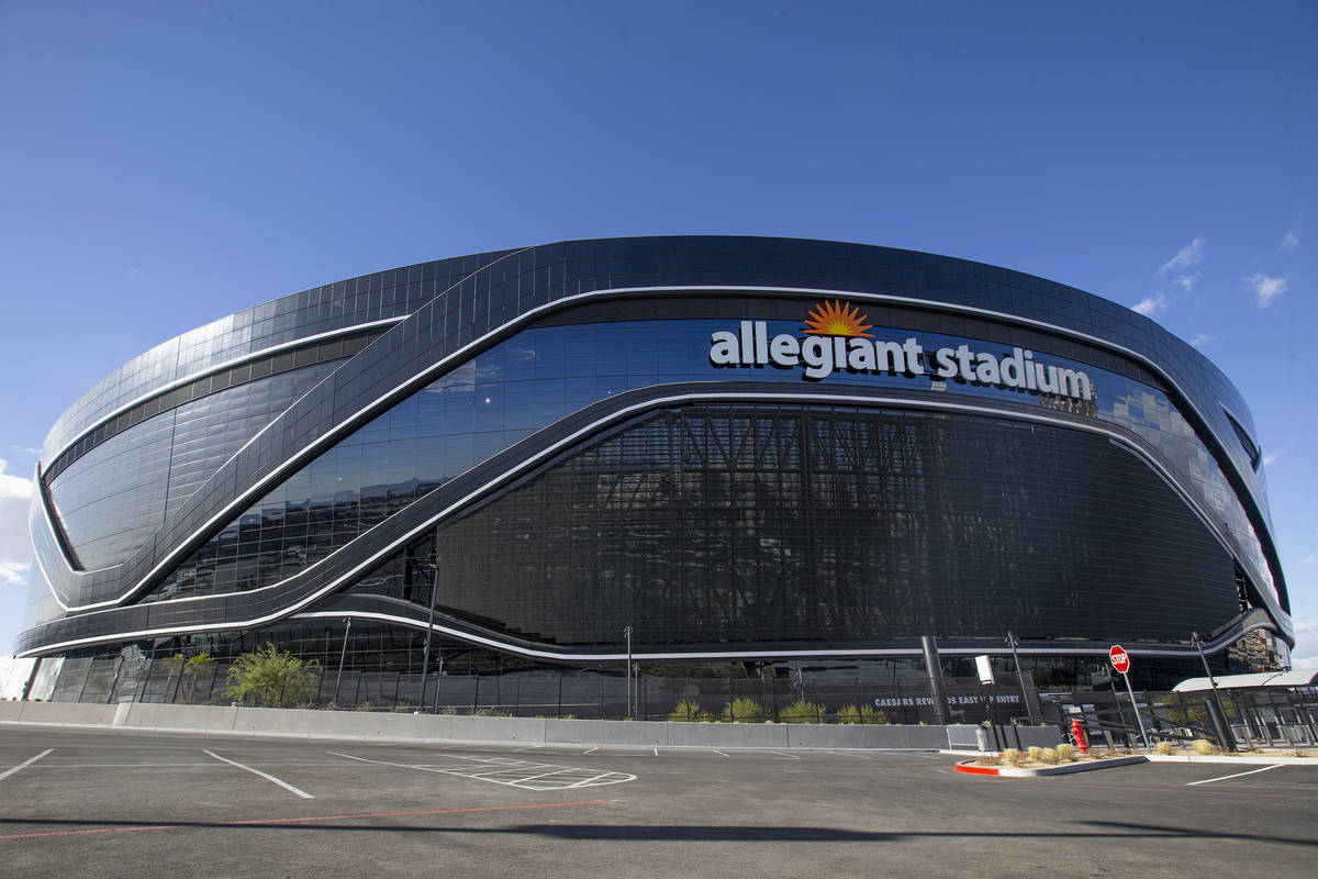 Allegiant Stadium is seen on Saturday, Dec. 12, 2020, in Las Vegas. (Ellen Schmidt/Las Vegas Re ...