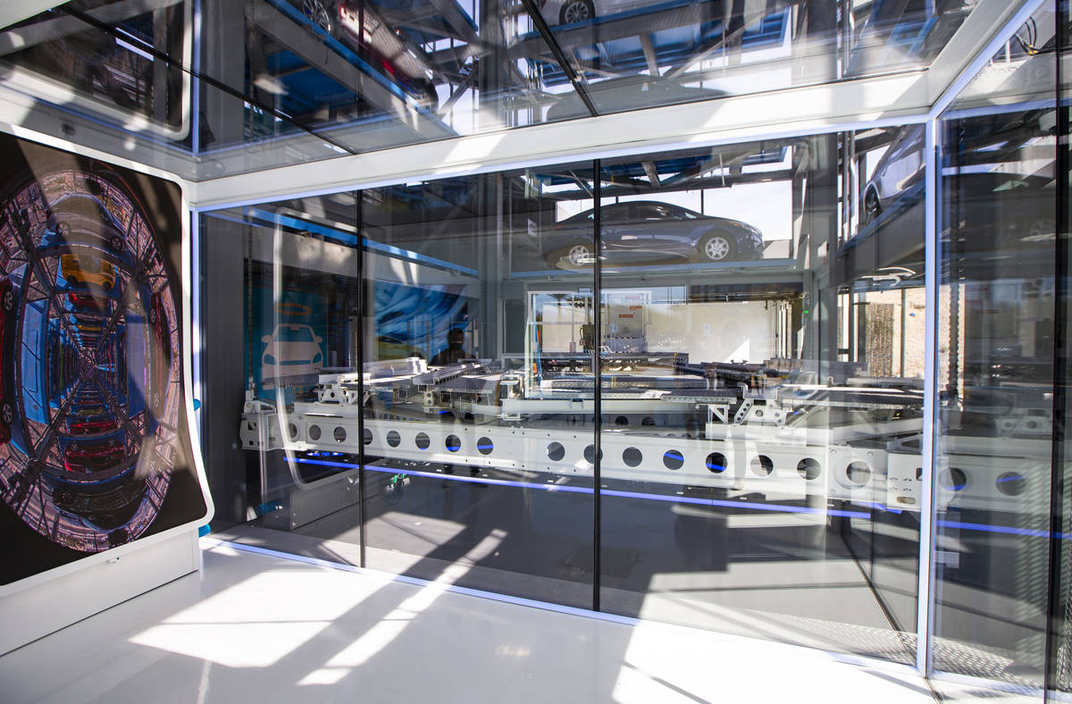 An interior view at Carvana, a fully-automated, coin-operated car vending machine, as the syste ...