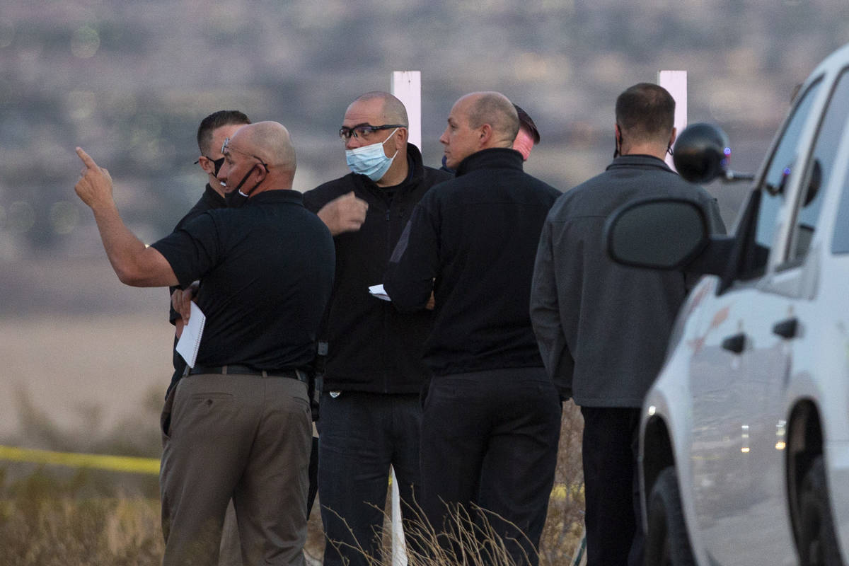 Henderson police investigate the scene of a fatal attempted car jacking on Tuesday, Feb. 23, 20 ...