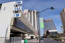 Greyhound bus terminal on Main Street in downtown Las Vegas on its final day of operation Tuesd ...