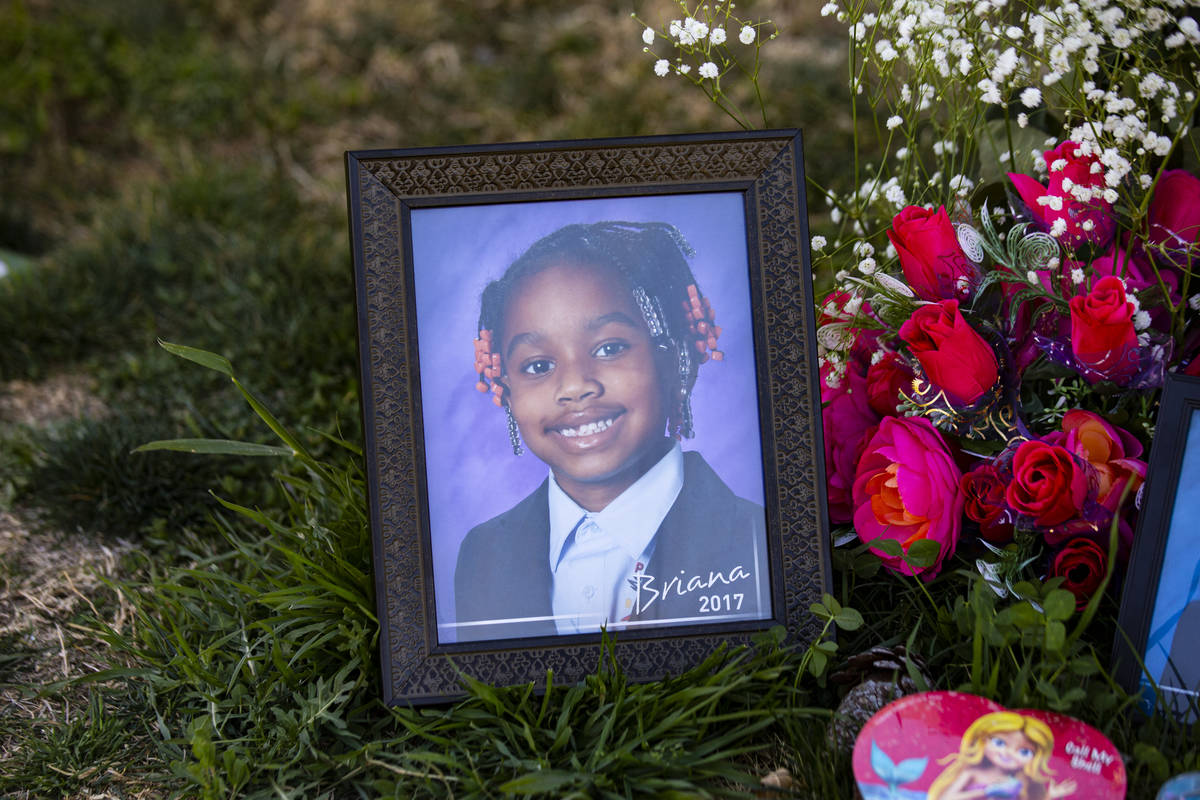 A photo of Briana Bradford by her grave. (Chase Stevens/Las Vegas Review-Journal) @csstevensphoto