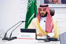In a Sunday, Nov. 22, 2020, file photo, Saudi Arabia's Crown Prince Mohammed bin Salman attends ...