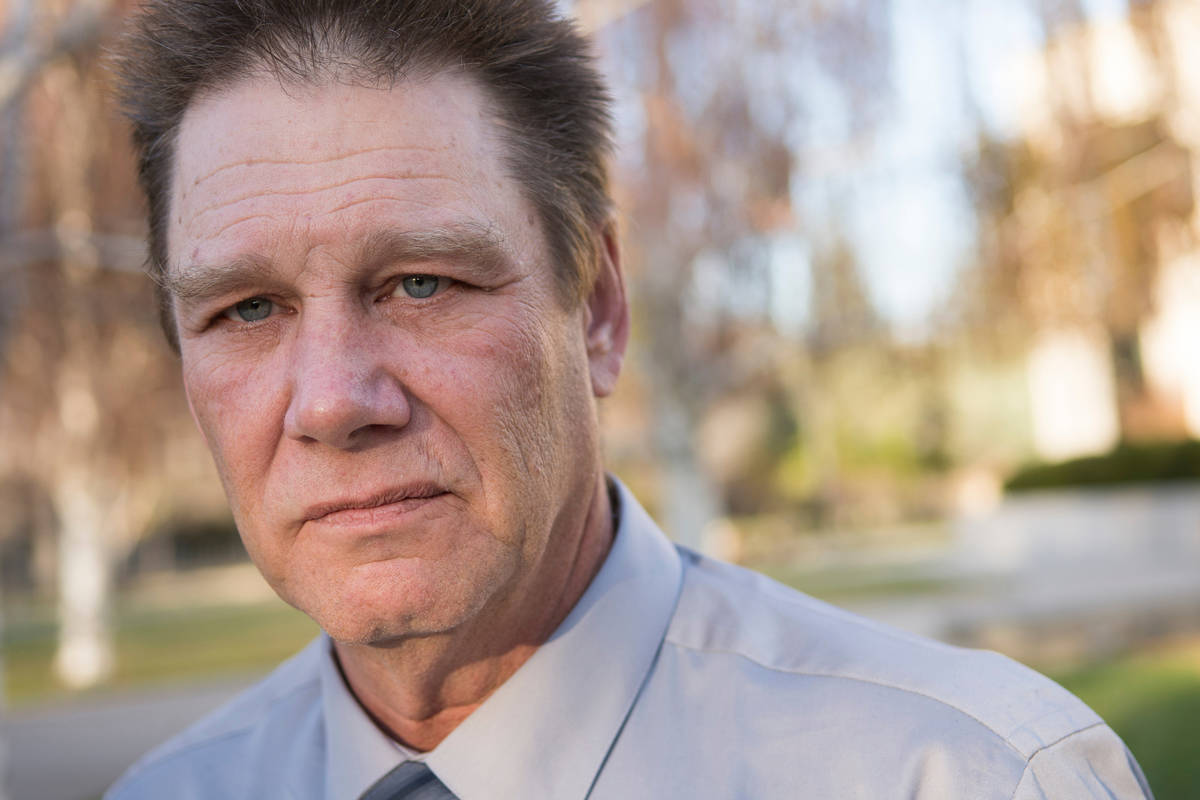 Fred Steese is seen outside the Nevada Supreme Court in Carson City following his successful pa ...