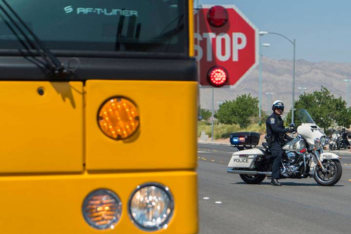 Clark County School District Police Department holds a mock traffic stop at Centennial High Sch ...