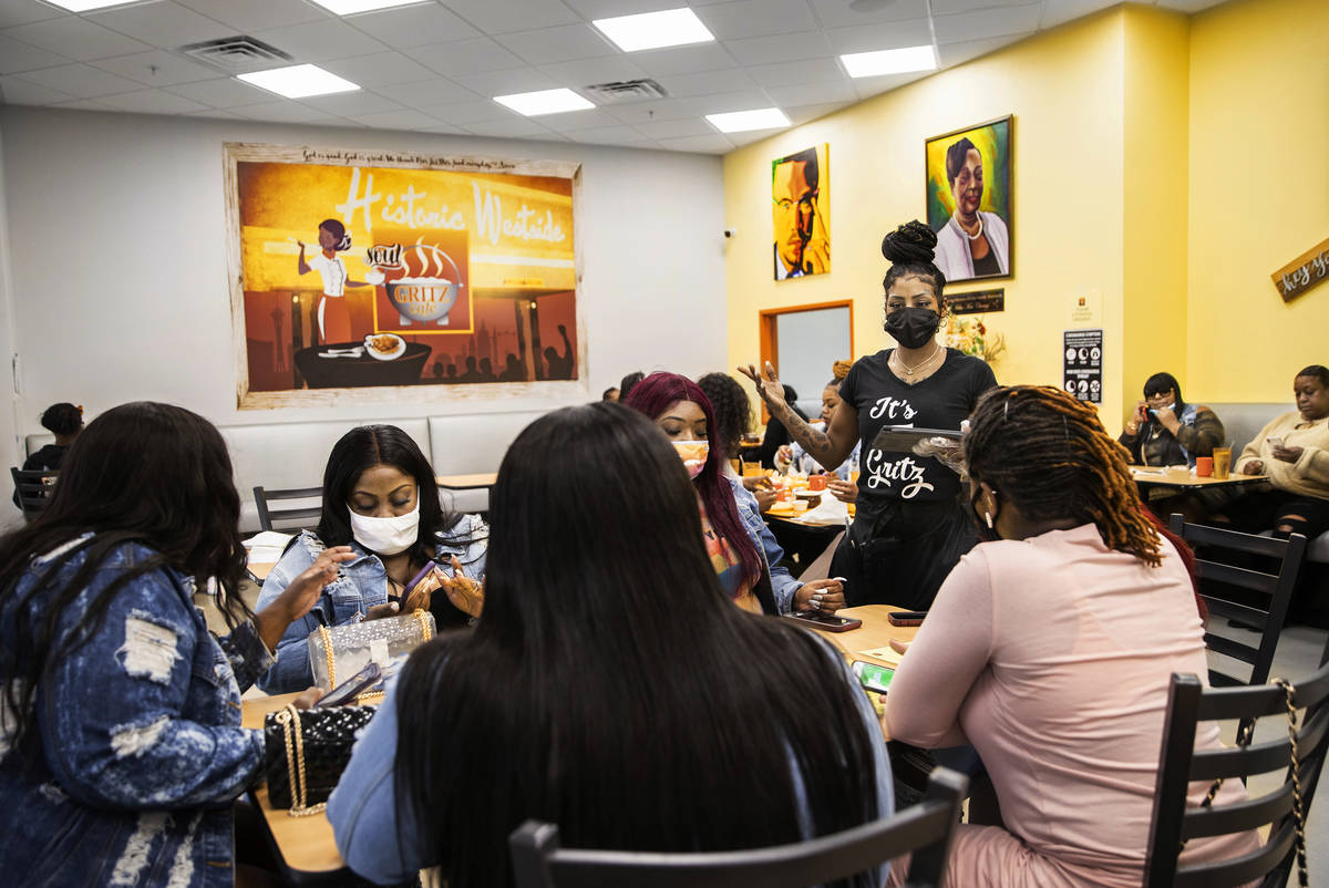 Customers fill the dining room during lunch at Gritz Cafe on Saturday, Feb. 27, 2021, in Las Ve ...