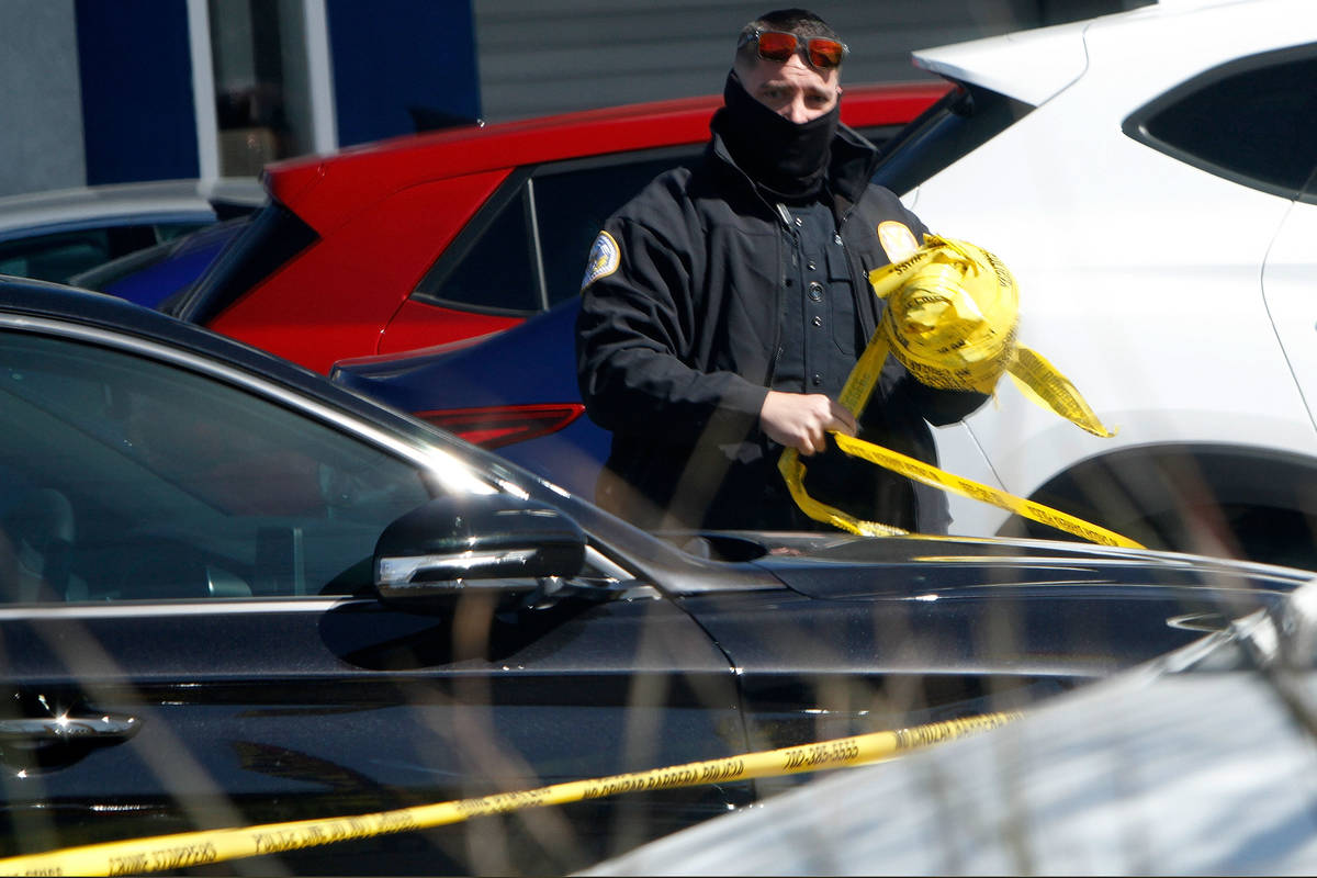 Henderson Police investigate the 400 block of North Boulder Highway in Henderson, Saturday, Feb ...