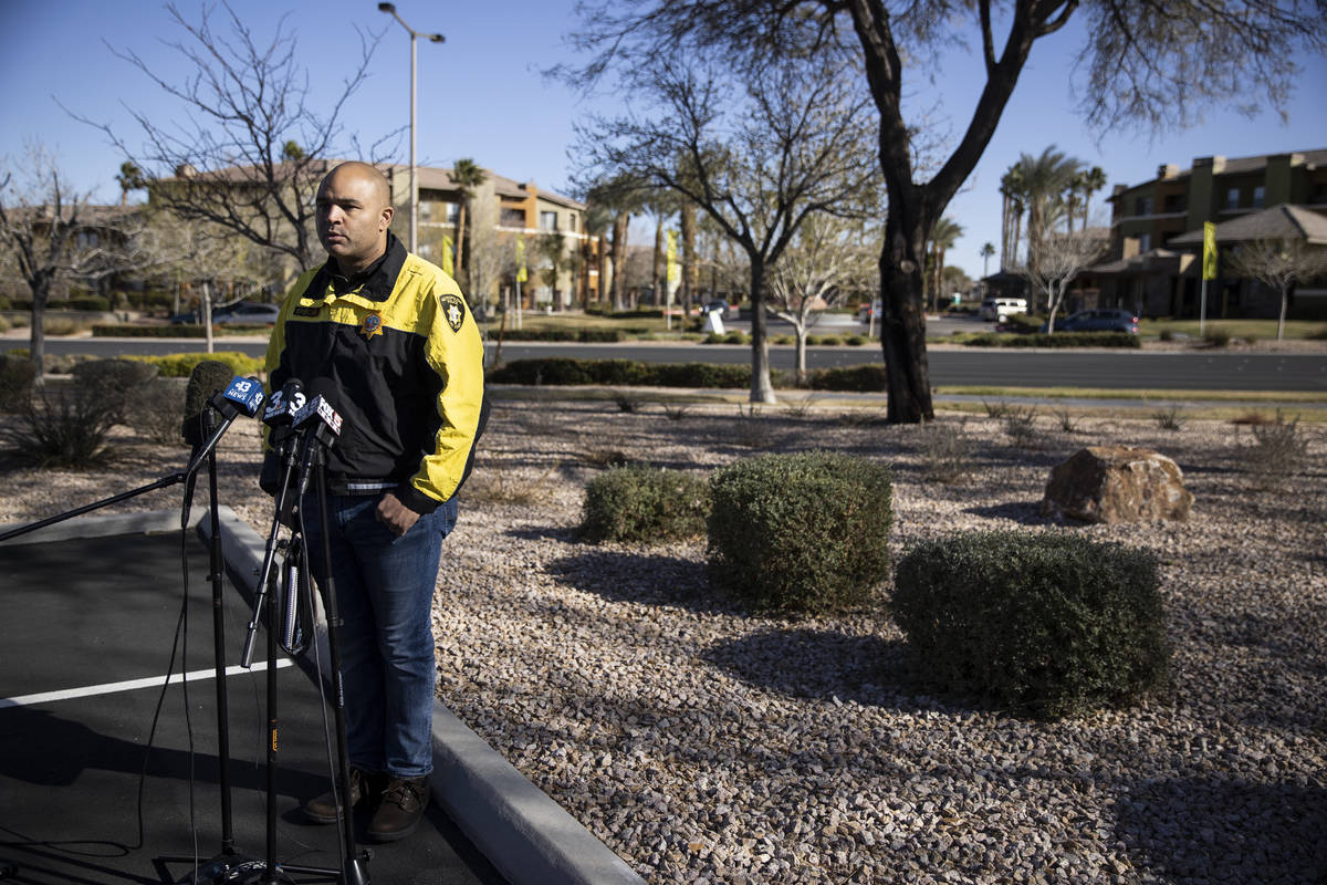 Metropolitan Police Department homicide Lt. Ray Spencer gives a press briefing on an apparent m ...