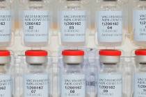 FILE - This Dec. 2, 2020, file photo provided by Johnson & Johnson shows vials of the COVID ...
