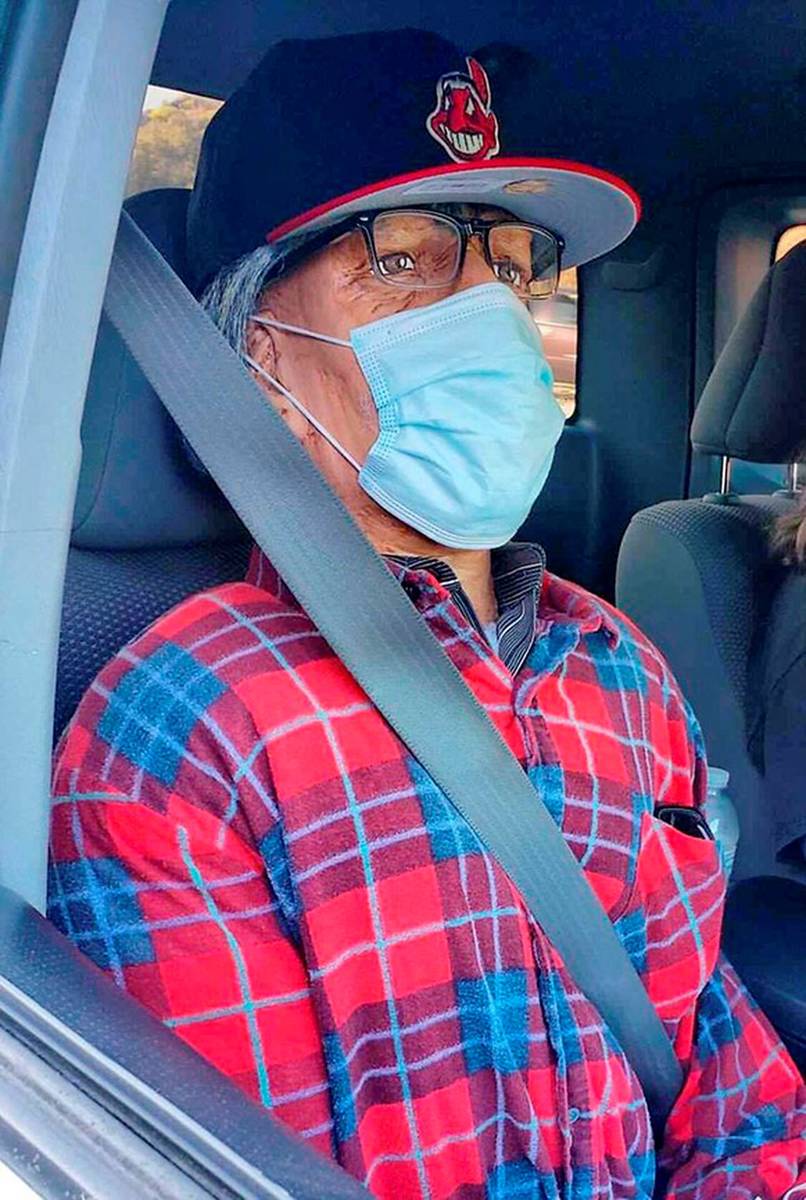 A mannequin is seen in the passenger seat of the driver's Toyota Tacoma when he was pulled over ...