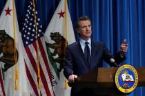 California Gov. Gavin Newsom speaks about his 2021-2022 state budget proposal in Sacramento, Ca ...