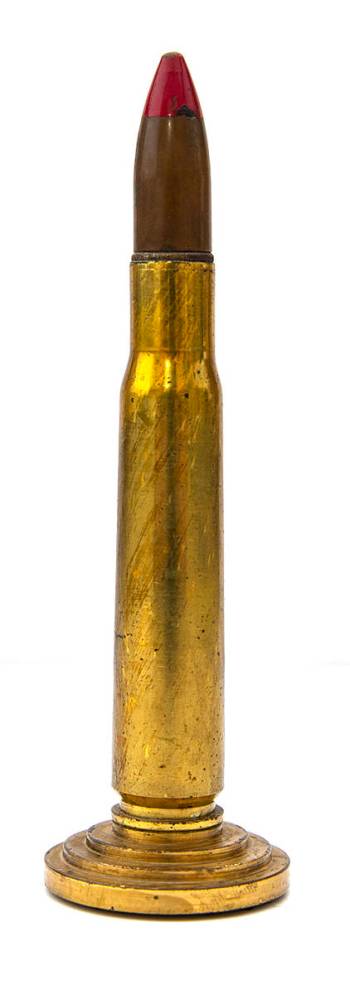 A 50 caliber round turned into a lighter is a part of Mark Hall-Patton’s personal collection.