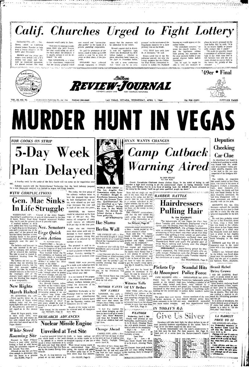 Las Vegas History Shown In News Pages Over Decades Las Vegas Review Journal