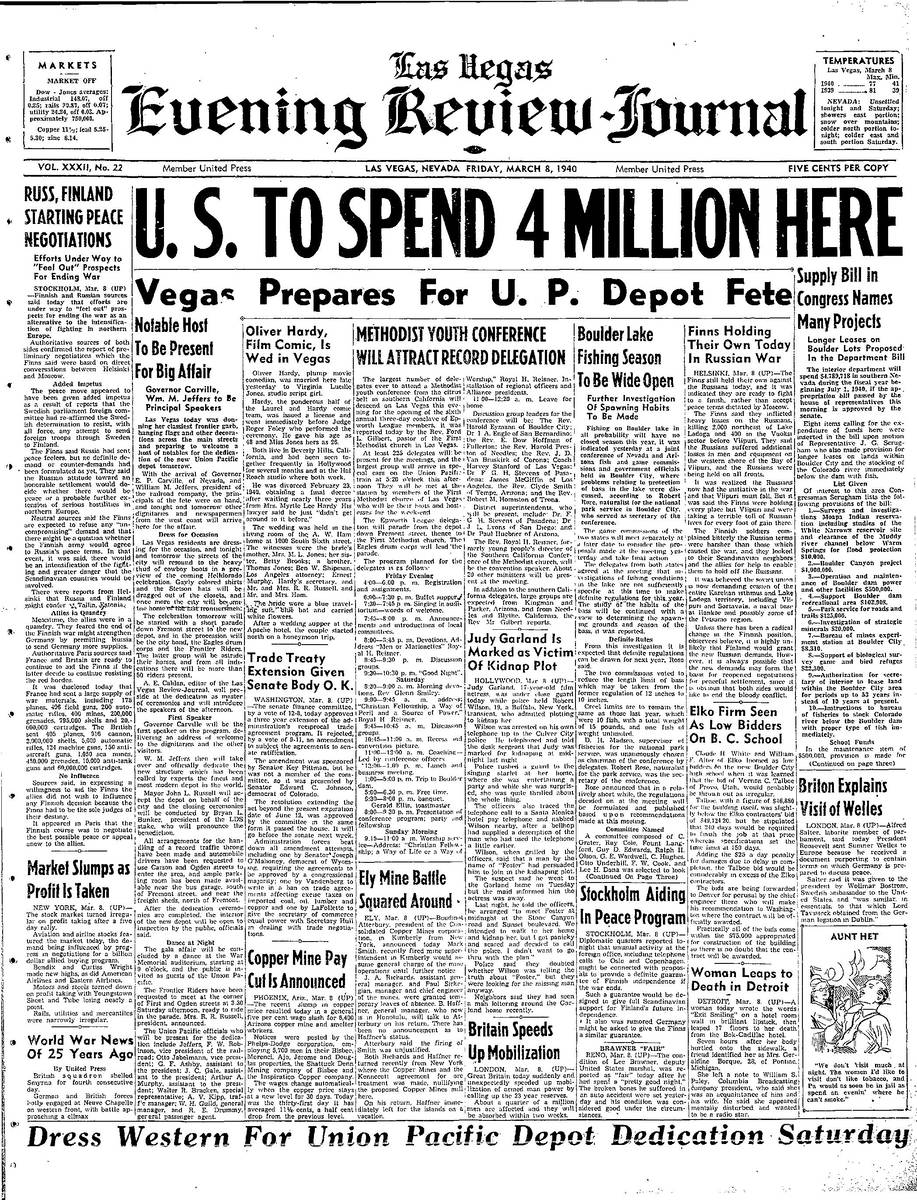 Las Vegas history shown in news pages over decades Las Vegas Review-Journal photo image