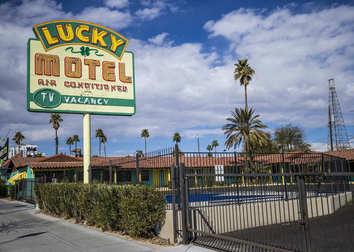 The former Lucky Motel at 1111 East Fremont St. in Downtown Las Vegas owned by Tony Hsieh phot ...