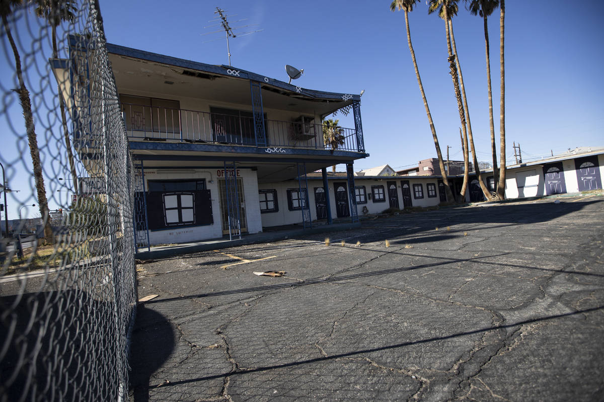 The property at 1313 E. Fremont St., owned by late Tony Hsieh, in Las Vegas, on Friday, Feb. 19 ...