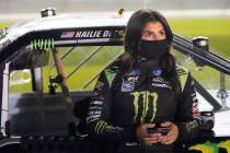 Hailie Deegan on pit road before the NASCAR 250 truck auto race at Daytona International Speedw ...