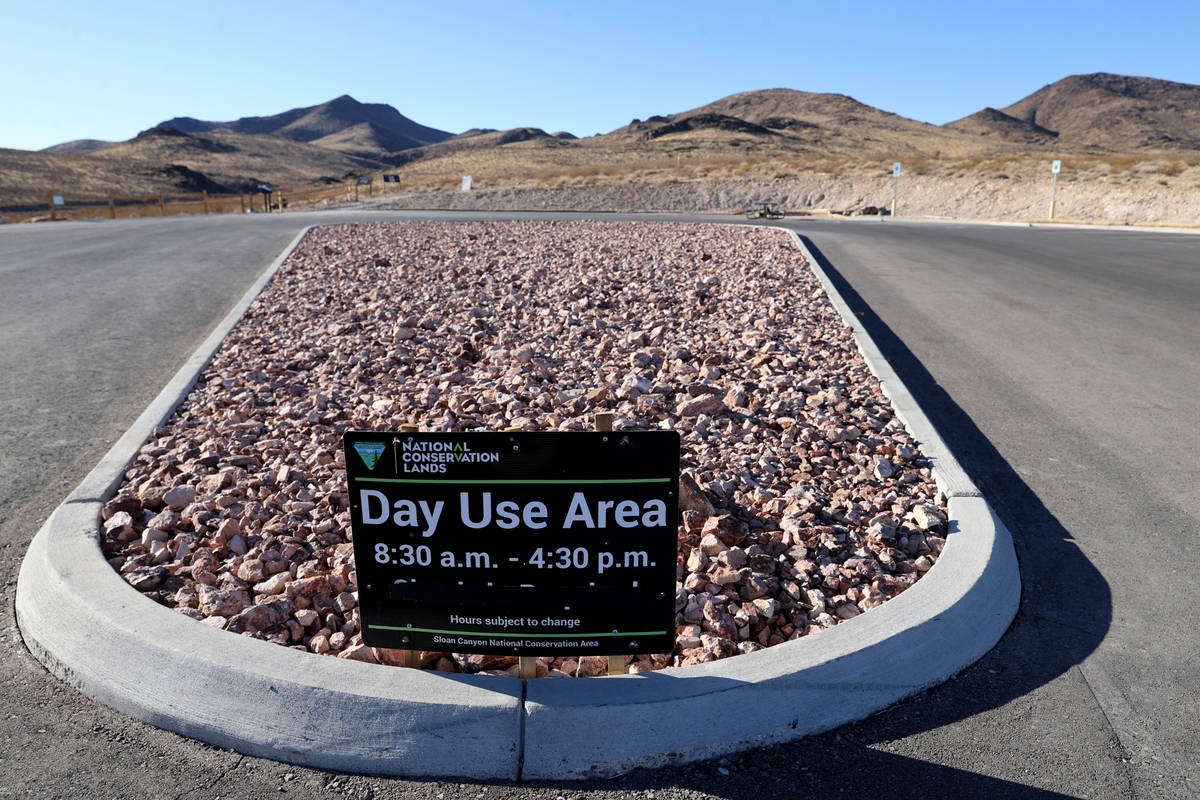 The Visitor Contact Station parking lot at Sloan Canyon National Conservation Area Friday, Feb. ...