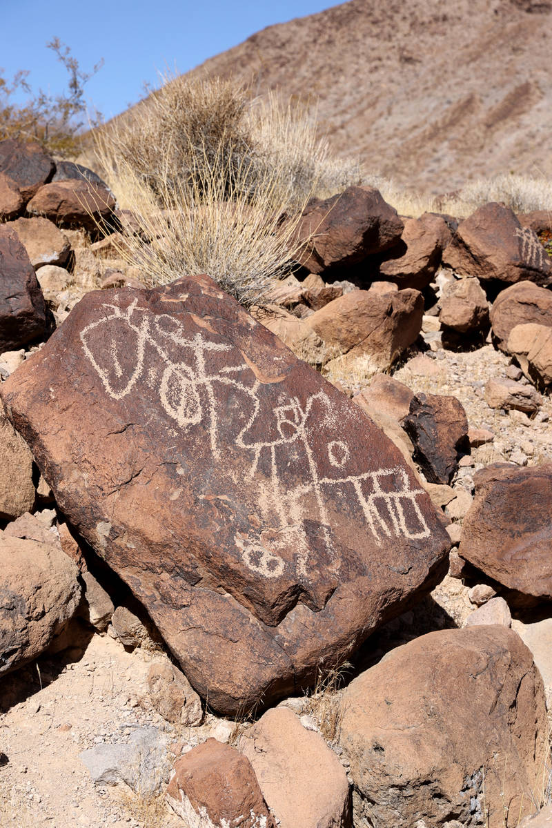 Rock art on the Petroglyph Trail in Sloan Canyon National Conservation Area Friday, Feb. 26, 20 ...