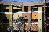 Las Vegas police investigate an apparent murder-suicide inside an apartment at the Falling Wate ...