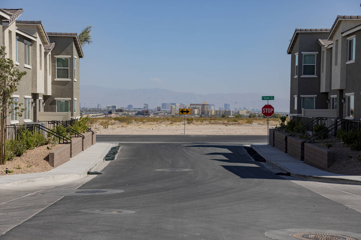 Model townhomes are seen in the Mosaic community located south of the Las Vegas Strip near Las ...
