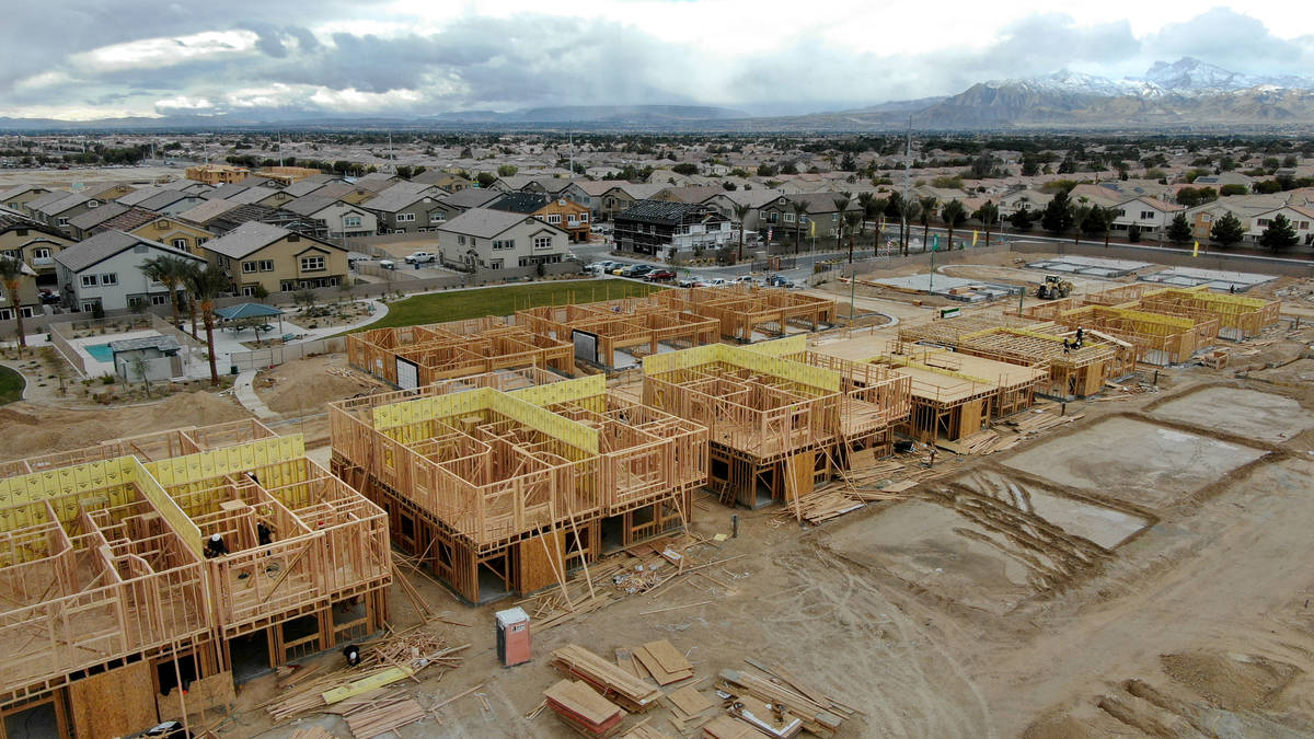 An aerial view of housing developments near North Decatur Boulevard between Elkhorn Road and Gr ...