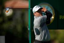 Francesco Molinari, of Italy, tees off on the 17th hole during the first round of the Genesis I ...