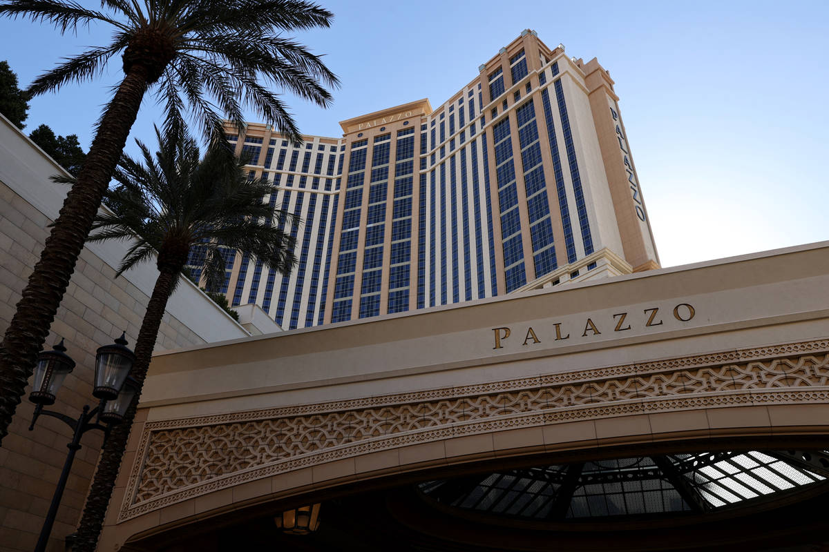 The porte cochere at the Palazzo on the Strip in Las Vegas Wednesday, March 3, 2021. Las Vegas ...