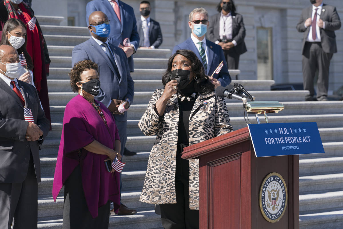Rep. Terri Sewell, D-Ala., recalls the work of the late Rep. John Lewis as Democrats gather to ...
