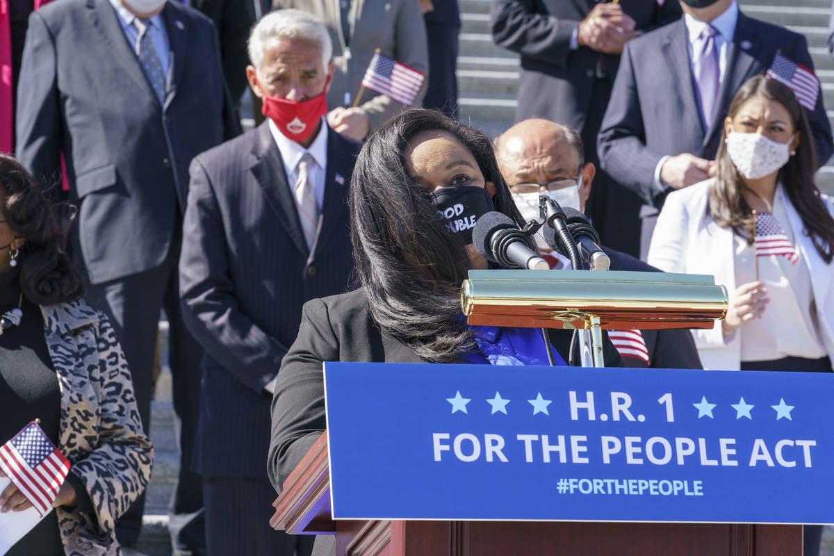 Rep. Nikema Williams, D-Ga, recalls the legacy of Rep. John Lewis as Democrats gather to addres ...