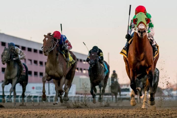 Mischievous Alex #6, ridden by Kendrick Carmouche, wins the Gotham Stakes on Gotham Stakes Day ...