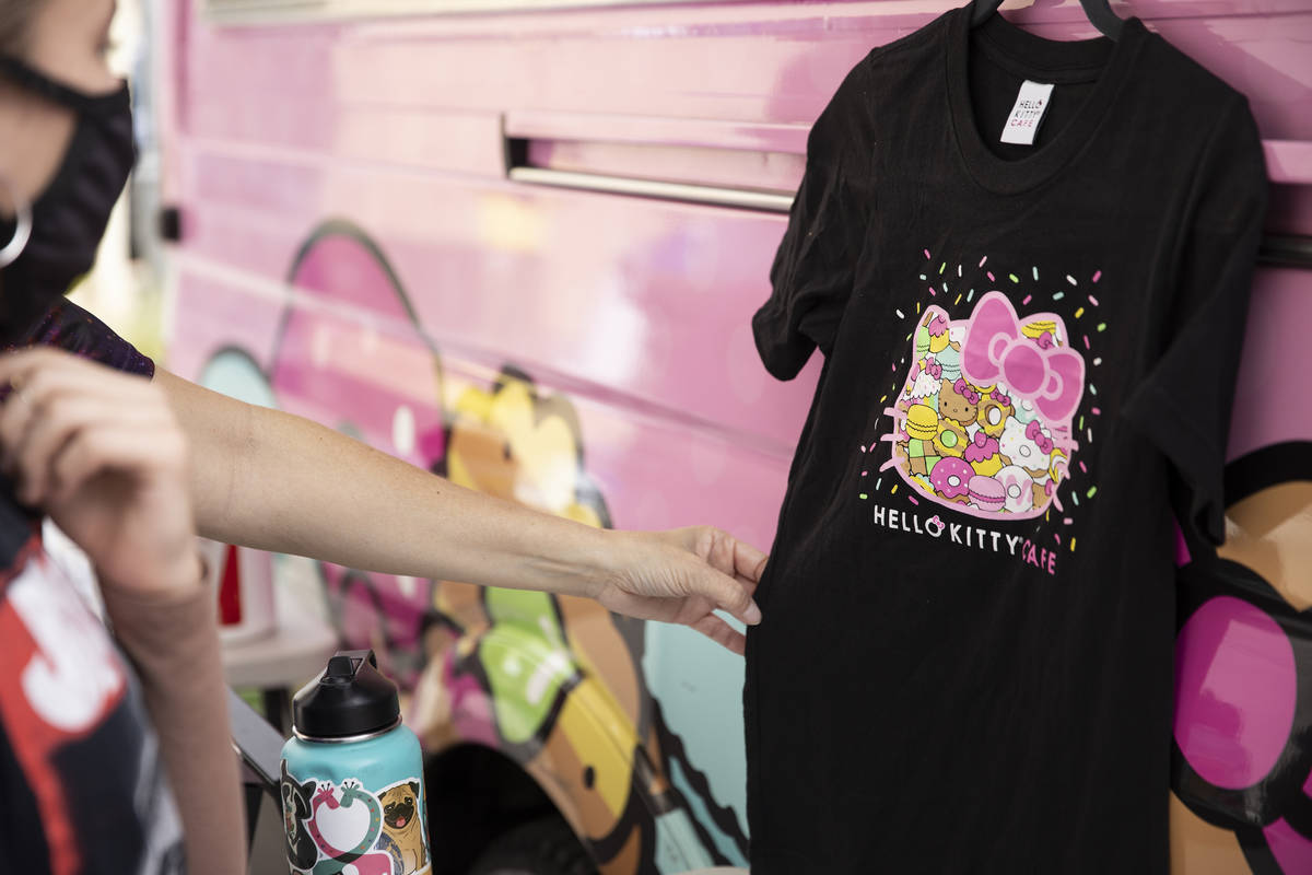 A shirt for sale at the Hello Kitty Cafe truck at Downtown